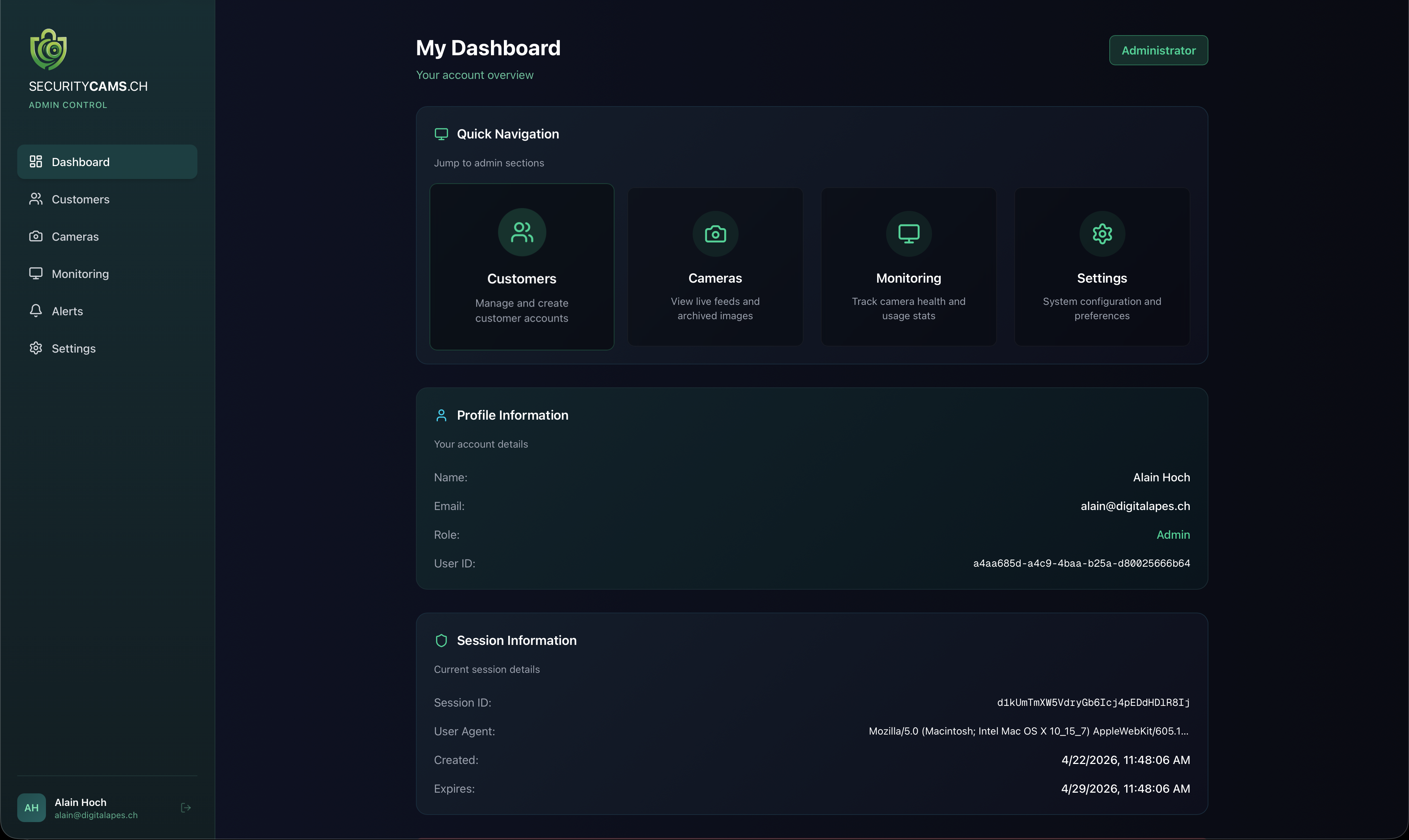 SecurityCams Dashboard
