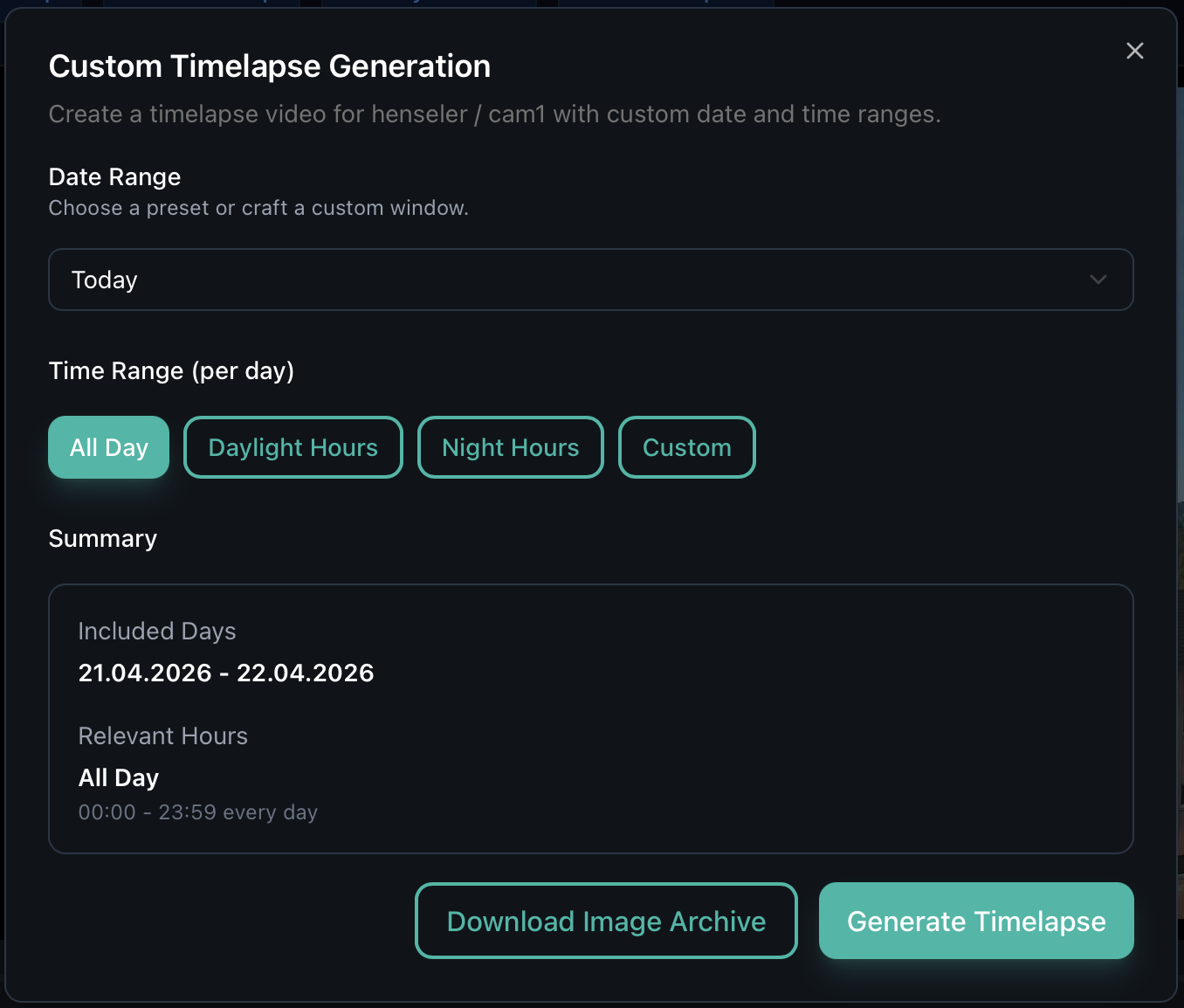 Timelapse Generation