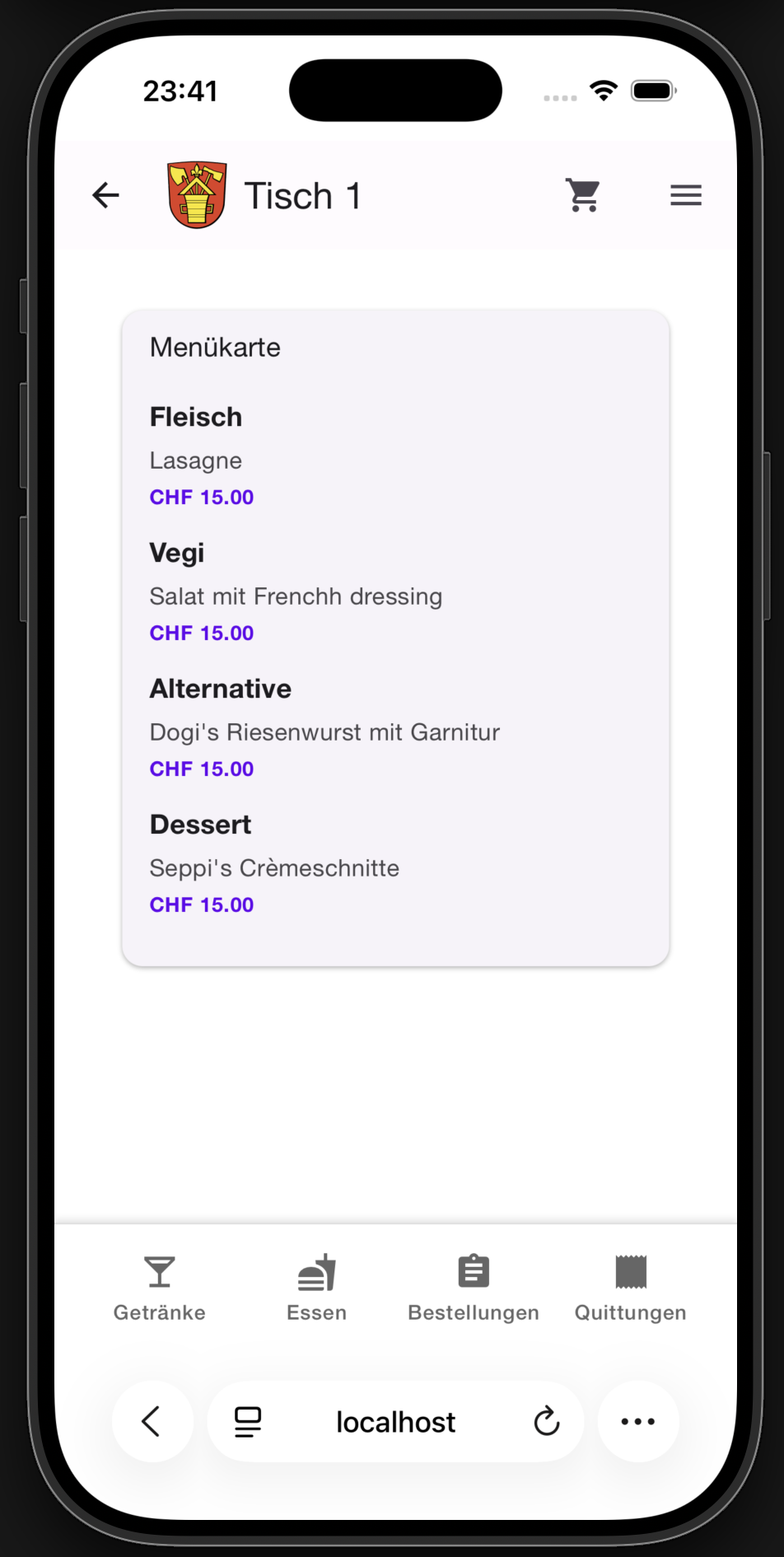 TowerApp Menu
